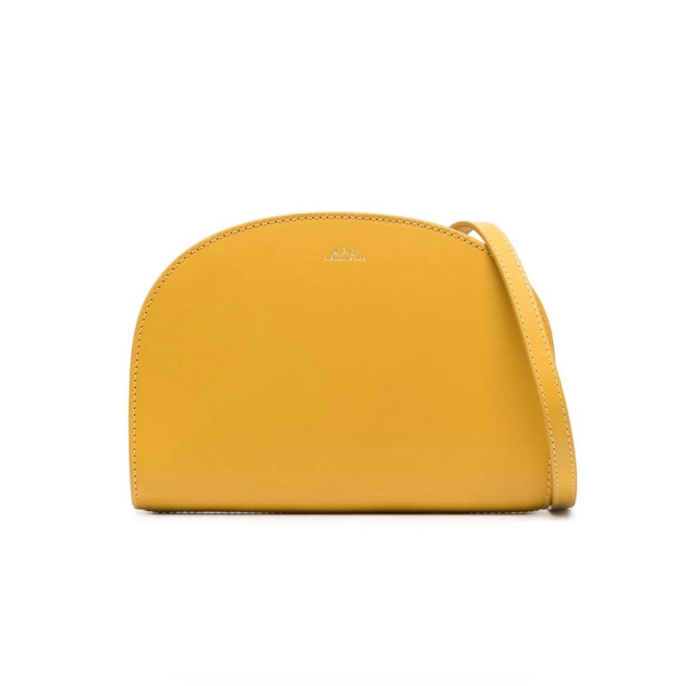 A.P.C. Demi Lune Leather Crossbody Bag, Yellow